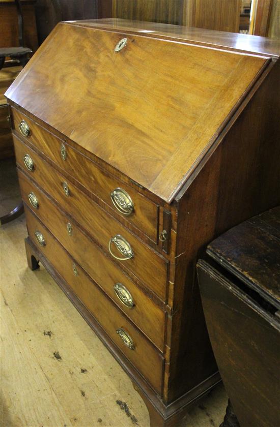 George III mahogany bureau(-)